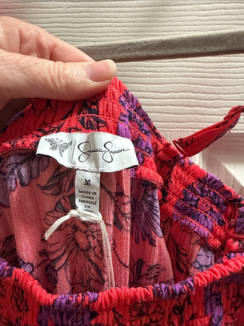 Wide Leg Jumpsuit Red with Purple Floral Print - Picture 6 of 9